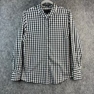 Banana Republic Riley Tailored Fit Men's Button-Down Shirt Black White Size 14